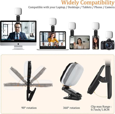 Portable Selfie Light, Rechargeable Small Phone Light with Front & Back Clip, 2500-6500K LED Phone Light Clip Perfect for Phone, iPhone, IPad, Makeup, Laptop, Camera, Live Stream, Vlog in Saudi Arabia