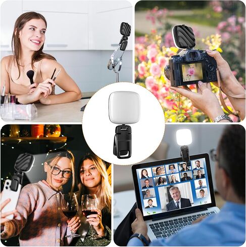 Portable Selfie Light, Rechargeable Small Phone Light with Front & Back Clip, 2500-6500K LED Phone Light Clip Perfect for Phone, iPhone, IPad, Makeup, Laptop, Camera, Live Stream, Vlog in Saudi Arabia