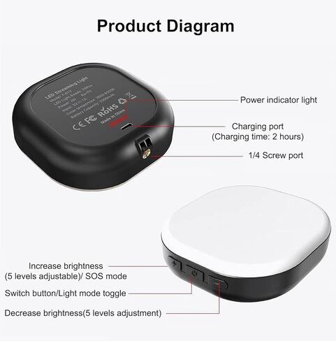 ضوء سيلفي LED قابل لإعادة الشحن USB-C، ضوء هاتف محمول مع مشبك قابل للفصل، 5 أوضاع إضاءة LED ضوء فيديو، ضوء هاتف محمول لصور السيلفي ومؤتمرات الفيديو والتصوير الفوتوغرافي والمكياج in Kuwait