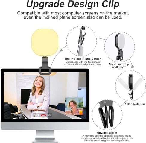 ضوء سيلفي LED قابل لإعادة الشحن USB-C، ضوء هاتف محمول مع مشبك قابل للفصل، 5 أوضاع إضاءة LED ضوء فيديو، ضوء هاتف محمول لصور السيلفي ومؤتمرات الفيديو والتصوير الفوتوغرافي والمكياج in Kuwait