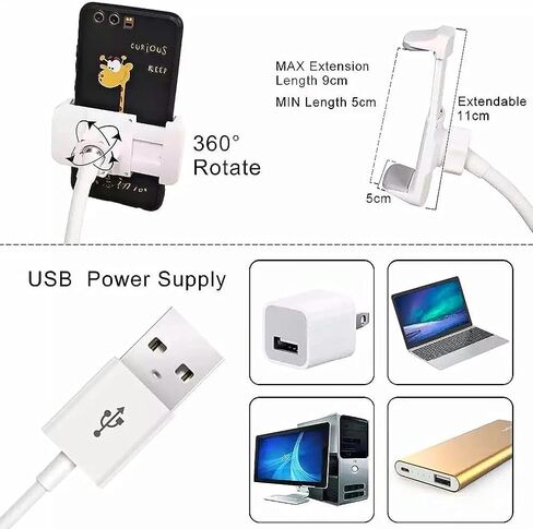 BOWER 24 بوصة مشبك على المكتب - أذرع مرنة، 36 إضاءة LED مع 3 أوضاع إضاءة و10 مستويات سطوع، مشبك عالي التحمل، وحامل هاتف مدمج in Kuwait