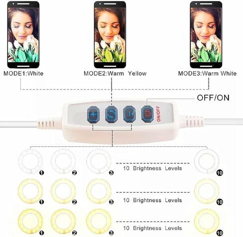 BOWER 24 بوصة مشبك على المكتب - أذرع مرنة، 36 إضاءة LED مع 3 أوضاع إضاءة و10 مستويات سطوع، مشبك عالي التحمل، وحامل هاتف مدمج in Kuwait