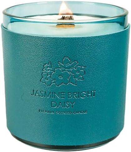 Kamaby Candles (Jasmine Bright Daisy) | Home Scented Candles | 90 Hours of Burn Time| Candles Sandalwood Jasmine Candle | Wood Wick Candles That Crackle | in Saudi Arabia