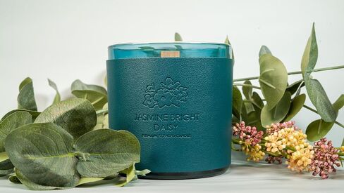 Kamaby Candles (Jasmine Bright Daisy) | Home Scented Candles | 90 Hours of Burn Time| Candles Sandalwood Jasmine Candle | Wood Wick Candles That Crackle | in Saudi Arabia