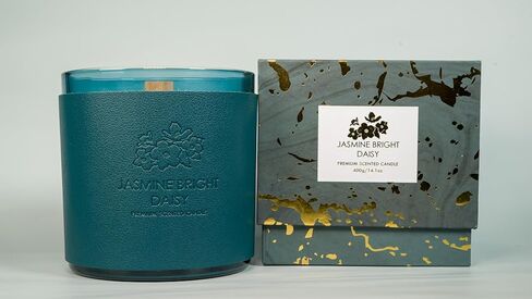 Kamaby Candles (Jasmine Bright Daisy) | Home Scented Candles | 90 Hours of Burn Time| Candles Sandalwood Jasmine Candle | Wood Wick Candles That Crackle | in Saudi Arabia