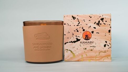 Kamaby Candles (Jasmine Bright Daisy) | Home Scented Candles | 90 Hours of Burn Time| Candles Sandalwood Jasmine Candle | Wood Wick Candles That Crackle | in Saudi Arabia