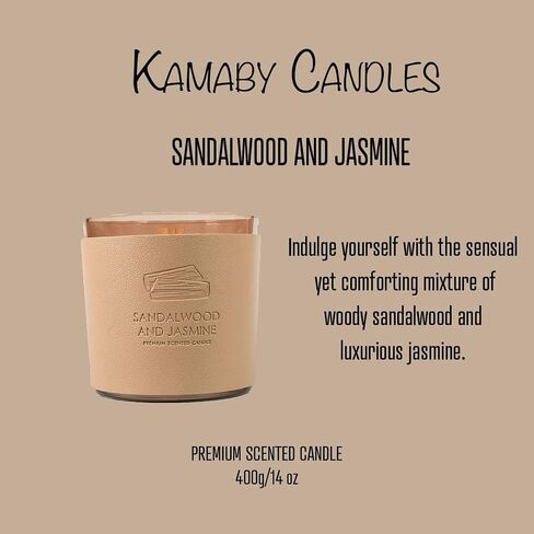 Kamaby Candles (Jasmine Bright Daisy) | Home Scented Candles | 90 Hours of Burn Time| Candles Sandalwood Jasmine Candle | Wood Wick Candles That Crackle | in Saudi Arabia