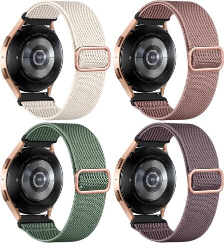 DaQin 4 قطع من أحزمة حلقة منفردة من النايلون قابلة للتمدد متوافقة مع Samsung Galaxy Watch 6 5 4 Band، Galaxy Watch 5 Pro/Watch 6 4 Classic Band/Active 2، سوار رياضي ناعم قابل للتعديل 20 مم لأساور ساعة Samsung in Saudi Arabia