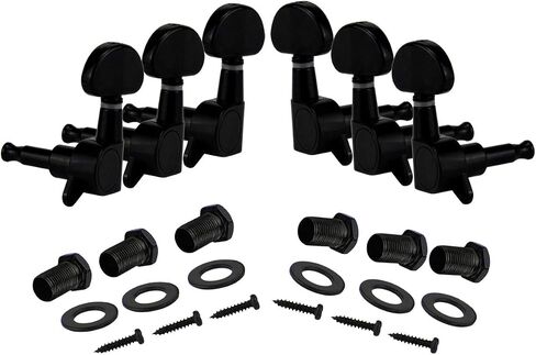 FLEOR 3R3L Sealed Tuners Tuning Pegs Half Moon Button Guitar Machine Head,Black in Saudi Arabia