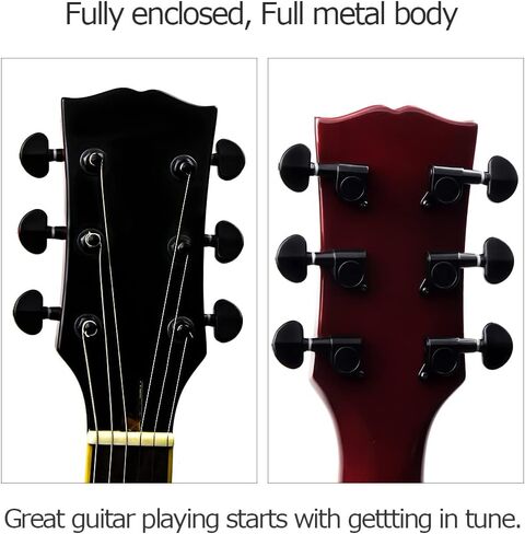 FLEOR 3R3L Sealed Tuners Tuning Pegs Half Moon Button Guitar Machine Head,Black in Saudi Arabia