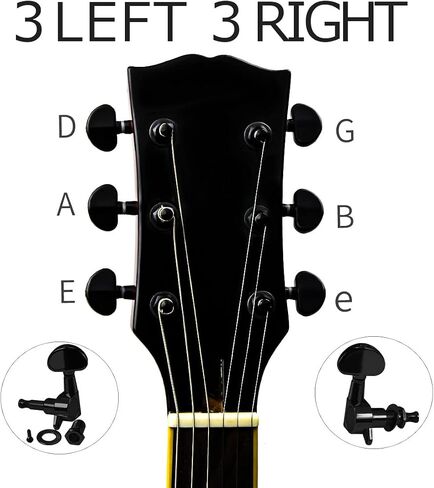 FLEOR 3R3L Sealed Tuners Tuning Pegs Half Moon Button Guitar Machine Head,Black in Saudi Arabia