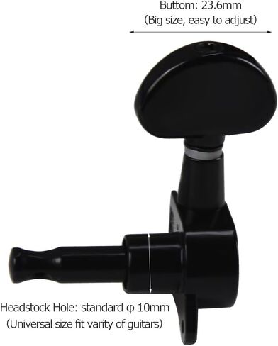 FLEOR 3R3L Sealed Tuners Tuning Pegs Half Moon Button Guitar Machine Head,Black in Saudi Arabia