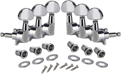 FLEOR 3R3L Sealed Tuners Tuning Pegs Half Moon Button Guitar Machine Head,Black in Saudi Arabia