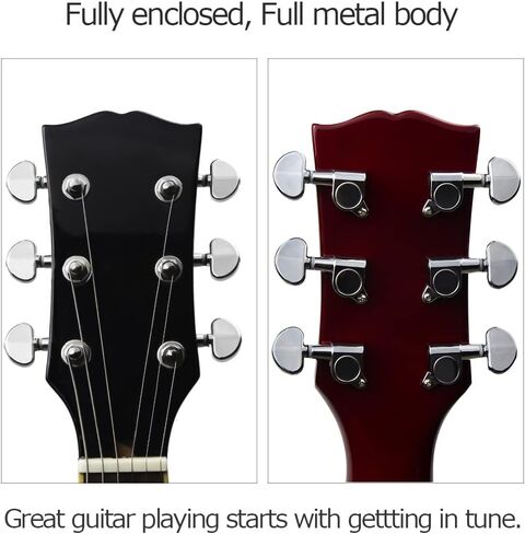 FLEOR 3R3L Sealed Tuners Tuning Pegs Half Moon Button Guitar Machine Head,Black in Saudi Arabia