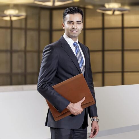 Ringsun Genuine Leather Binder Portfolio, Leather Padfolio Business Portfolio for A4/Pad, Leather Portfolio Folder Organizer, Brown in Saudi Arabia