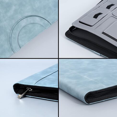 Leather-Portfolio-Folder with Zipper for Women/Men, Business Padfolio with Hidden Handle, 13.5x10.1In Conference Organizer Notepad Folder, Tablet Sleeve, Presentation Slot, Calculator (Browm) in Saudi Arabia