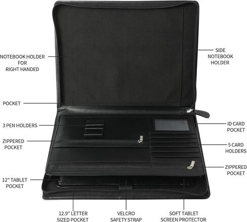 حافظة مجلدات من الجلد الطبيعي من Ringsun، حافظة أعمال جلدية مقاس A4/Pad، منظم مجلدات المحفظة الجلدية، بني in Kuwait
