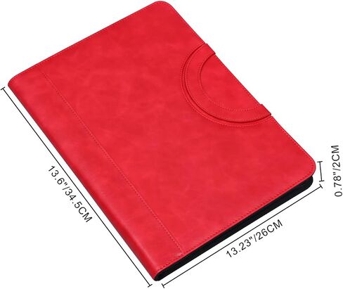 Leather-Portfolio-Folder with Zipper for Women/Men, Business Padfolio with Hidden Handle, 13.5x10.1In Conference Organizer Notepad Folder, Tablet Sleeve, Presentation Slot, Calculator (Browm) in Saudi Arabia