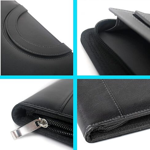 Leather-Portfolio-Folder with Zipper for Women/Men, Business Padfolio with Hidden Handle, 13.5x10.1In Conference Organizer Notepad Folder, Tablet Sleeve, Presentation Slot, Calculator (Browm) in Saudi Arabia