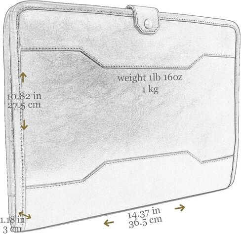 حافظة جلدية مقاومة للوقت - مجلد أعمال مقاس A4 - حافظة منظم المستندات - حافظة لجهاز كمبيوتر محمول مقاس 13 بوصة - صندوق هدايا متضمن in Kuwait