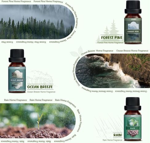 SALUBRITO Essential Oils Set, Nature Fragrance Oils Set - Forest Pine, Ocean Breeze, Rain, Fresh Cut Grass, Mountain Air, Bamboo, Premium Scented Oil for Diffuser, Candle, Soap Making in Saudi Arabia
