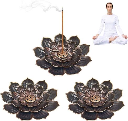 3 قطعة حامل البخور النحاسي، حامل عصي البخور اللوتس، مبخرة مخروطية لديكور المنزل، اليوغا، المنتجع الصحي in Kuwait