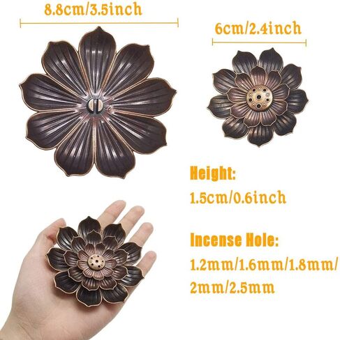 3 قطعة حامل البخور النحاسي، حامل عصي البخور اللوتس، مبخرة مخروطية لديكور المنزل، اليوغا، المنتجع الصحي in Kuwait