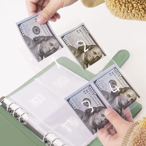 100 ظرفًا من حشوات مجلد التحدي لتوفير المال، 25 حزمة من الجيوب لمجلد التوفير مقاس A5، طريقة مضحكة لتوفير 5050 دولارًا in Kuwait