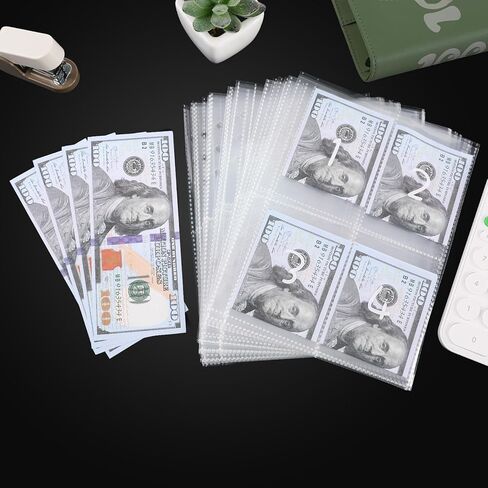 100 ظرفًا من حشوات مجلد التحدي لتوفير المال، 25 حزمة من الجيوب لمجلد التوفير مقاس A5، طريقة مضحكة لتوفير 5050 دولارًا in Kuwait