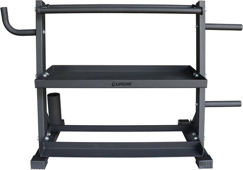 Lifeline Fitness Home Gym 3-Shelf Dumbbell and Kettlebell Storage Rack with Rope and Band Hook - Holds up to 440 LBS - Robust Gym Equipment Storage Solution in Saudi Arabia
