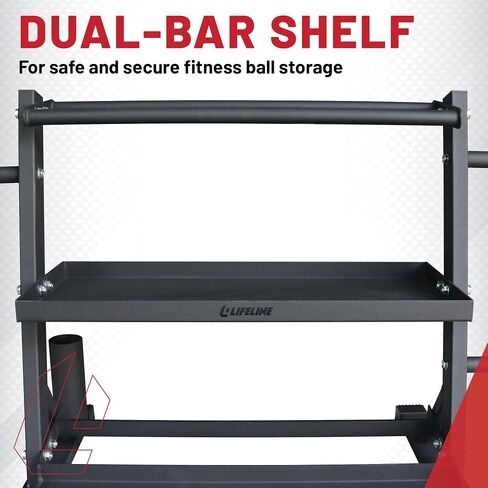 Lifeline Fitness Home Gym 3-Shelf Dumbbell and Kettlebell Storage Rack with Rope and Band Hook - Holds up to 440 LBS - Robust Gym Equipment Storage Solution in Saudi Arabia