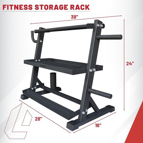 Lifeline Fitness Home Gym 3-Shelf Dumbbell and Kettlebell Storage Rack with Rope and Band Hook - Holds up to 440 LBS - Robust Gym Equipment Storage Solution in Saudi Arabia