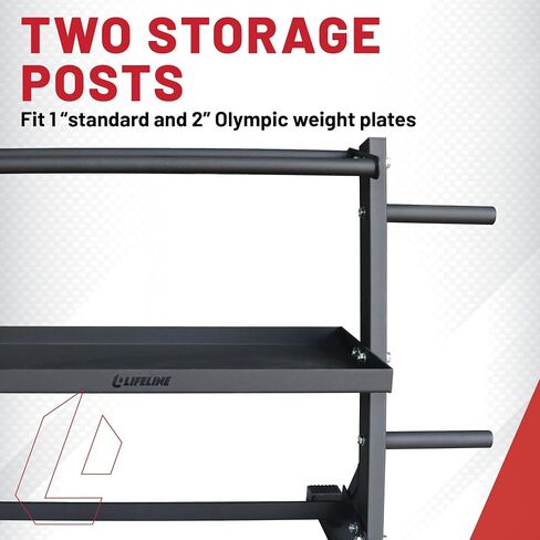Lifeline Fitness Home Gym 3-Shelf Dumbbell and Kettlebell Storage Rack with Rope and Band Hook - Holds up to 440 LBS - Robust Gym Equipment Storage Solution in Saudi Arabia