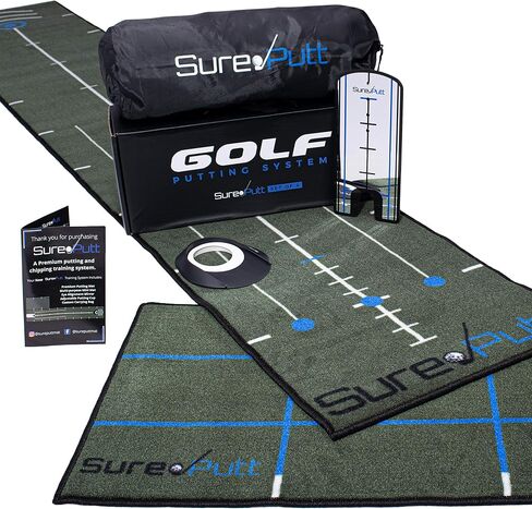 SurePutt Golf Putting Mat Indoor | Premium Practice Chipping and Putting Green | Eye Alignment Mirror and Putting Cup Included | Complete Short Game Improvement System |Approx 10ft x 1.7ft in Saudi Arabia