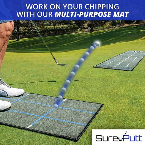 SurePutt Golf Putting Mat Indoor | Premium Practice Chipping and Putting Green | Eye Alignment Mirror and Putting Cup Included | Complete Short Game Improvement System |Approx 10ft x 1.7ft in Saudi Arabia