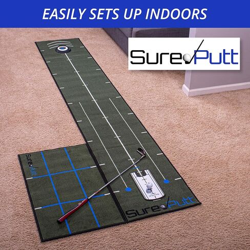 SurePutt Golf Putting Mat Indoor | Premium Practice Chipping and Putting Green | Eye Alignment Mirror and Putting Cup Included | Complete Short Game Improvement System |Approx 10ft x 1.7ft in Saudi Arabia