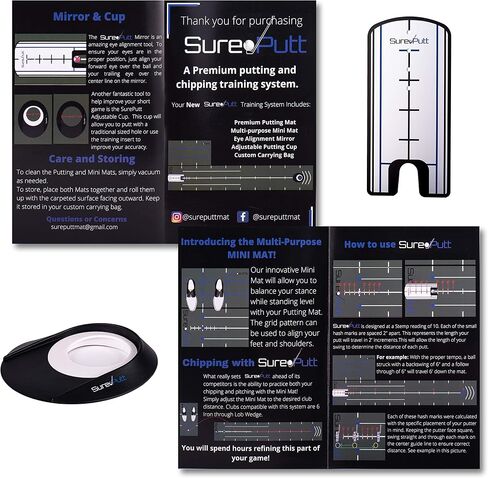 SurePutt Golf Putting Mat Indoor | Premium Practice Chipping and Putting Green | Eye Alignment Mirror and Putting Cup Included | Complete Short Game Improvement System |Approx 10ft x 1.7ft in Saudi Arabia