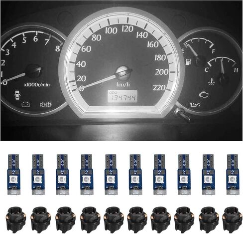 20 قطعة من مصابيح T5 LED للوحة عدادات السيارة، استبدال عالي الإضاءة 3030-3SMD مع مقبس قفل ملتوي، لمبة LED لقياس مؤشر لوحة أجهزة القياس (أزرق ثلجي) in Saudi Arabia