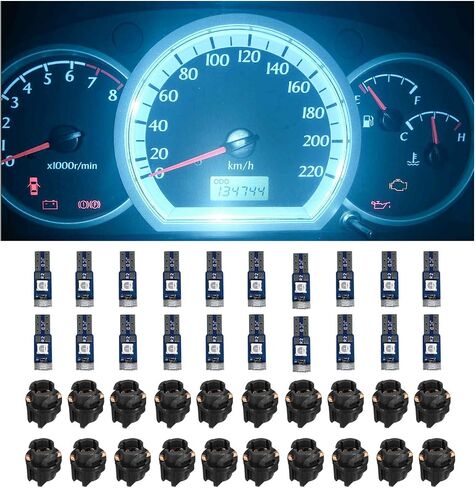 20 قطعة من مصابيح T5 LED للوحة عدادات السيارة، استبدال عالي الإضاءة 3030-3SMD مع مقبس قفل ملتوي، لمبة LED لقياس مؤشر لوحة أجهزة القياس (أزرق ثلجي) in Saudi Arabia