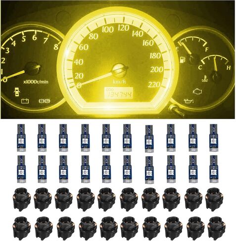 20 قطعة من مصابيح T5 LED للوحة عدادات السيارة، استبدال عالي الإضاءة 3030-3SMD مع مقبس قفل ملتوي، لمبة LED لقياس مؤشر لوحة أجهزة القياس (أزرق ثلجي) in Saudi Arabia
