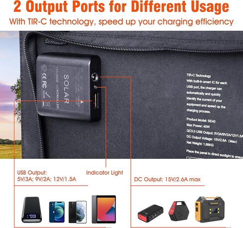 Portable Solar Panel Charger 40W Foldable Solar Panel for Portable Power Station, iPhone, iPad, Laptop, Camping Solar Panels with USB QC 3.0/USB C/18V DC, Solar Panels for Camping Outdoor Van RV Trip in Saudi Arabia