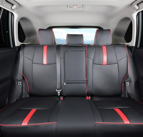 أغطية مقاعد السيارة RAV4 ملائمة حسب الطلب تناسب 2019 2020 2021 2022 2023 2024 Toyota RAV4 LE Limited XLE Premium مع جلد صناعي مقاوم للماء (LU01-XLE، أحمر نبيذي، مجموعة كاملة) in Kuwait