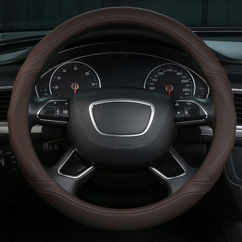 ALEMODR Black Leather Steering Wheel Cover Universal 15 inch in Kuwait