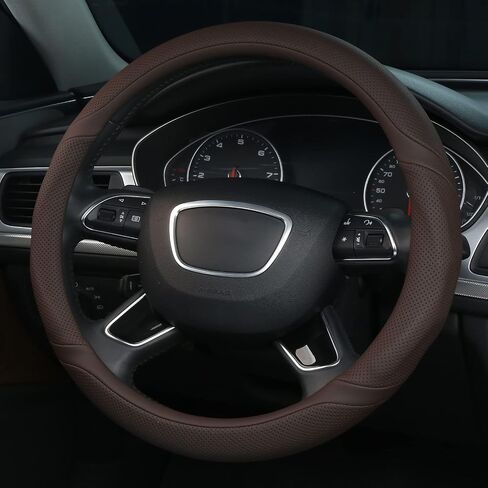 ALEMODR Black Leather Steering Wheel Cover Universal 15 inch in Kuwait