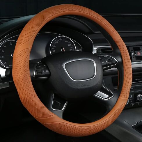ALEMODR Black Leather Steering Wheel Cover Universal 15 inch in Kuwait