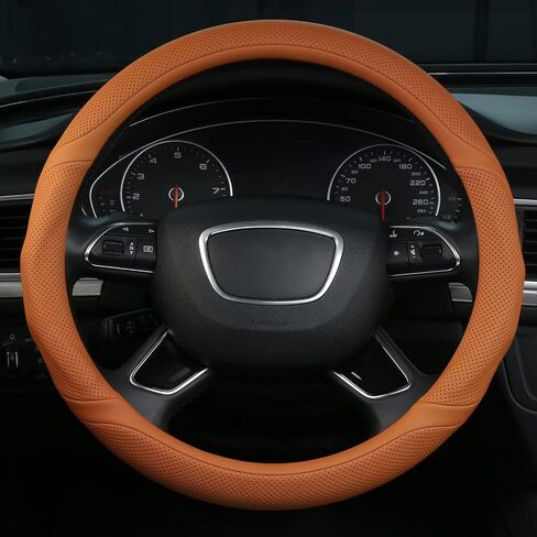 ALEMODR Black Leather Steering Wheel Cover Universal 15 inch in Kuwait