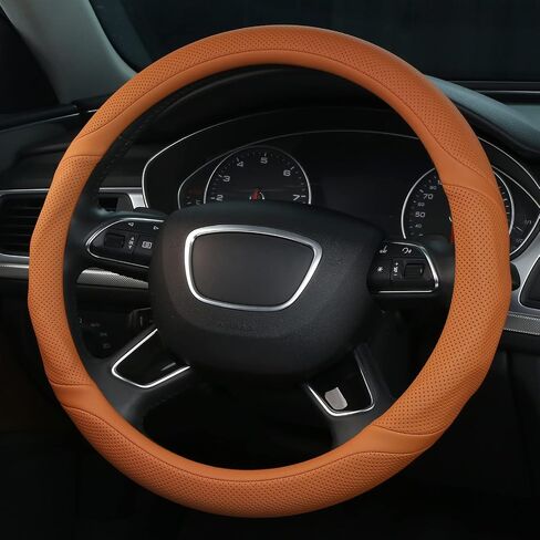 ALEMODR Black Leather Steering Wheel Cover Universal 15 inch in Kuwait