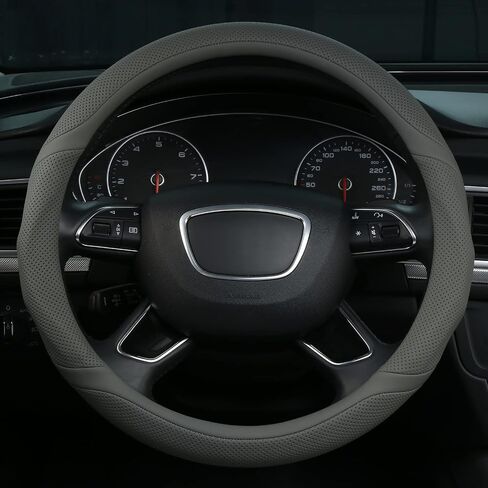 ALEMODR Black Leather Steering Wheel Cover Universal 15 inch in Kuwait