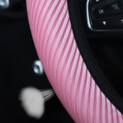 Breathable Stretch Elastic Steering Wheel Cover, Cool in Summer and Warm in Winter, Soft Microfiber Ice Silk Cloth Fabric, Universal 14.5-15 in, Fit Suvs, Vans, Sedans, Cars, Trucks - Black in Saudi Arabia