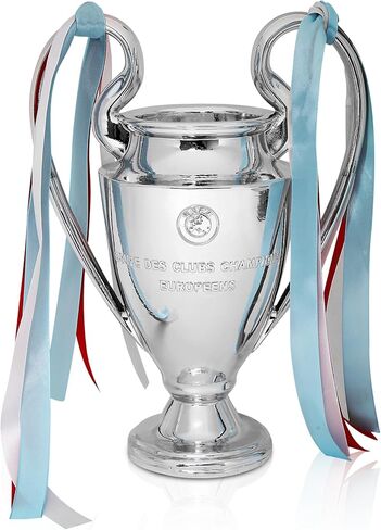 كأس الأبطال، كأس الدوري الرياضي لكرة القدم، نسخة طبق الأصل من الراتنج لكأس البطولة، عملية الطلاء الكهربائي، فضي مع أشرطة ملونة لتزيين المكاتب، هدايا المعجبين وهدايا عيد الميلاد، 6.3 بوصة in Saudi Arabia